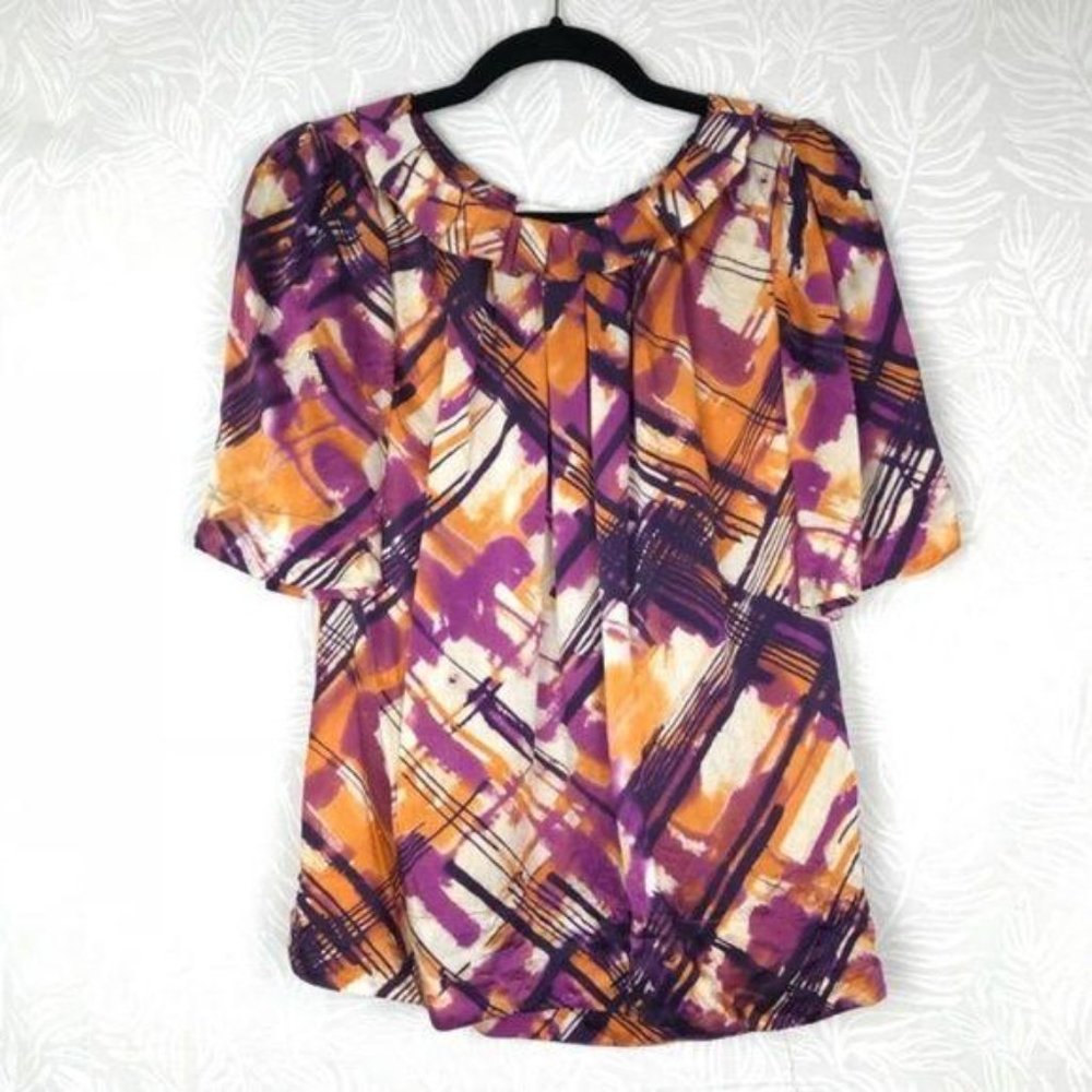 CLASSIQUES ENTIER silk ruffle neckline blouse T5